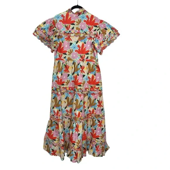 NEW Celia B Freya Dress Floral Multicolor Button Down Maxi Dress A-line Large - Picture 4 of 14